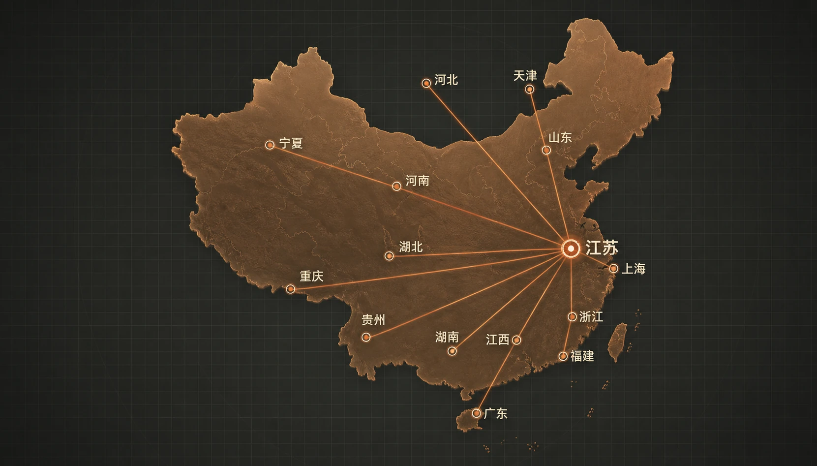 以江苏为中心的全国交付服务网络